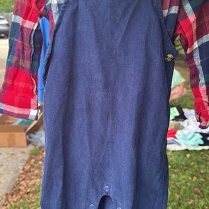 Plaid Sleeve Denim Kids Overalls